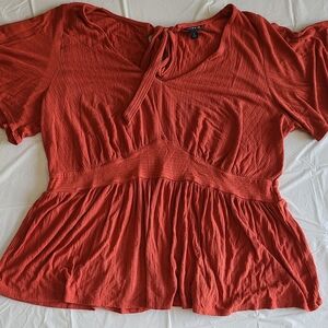 Torrid Rust Blouse with Tie Detail